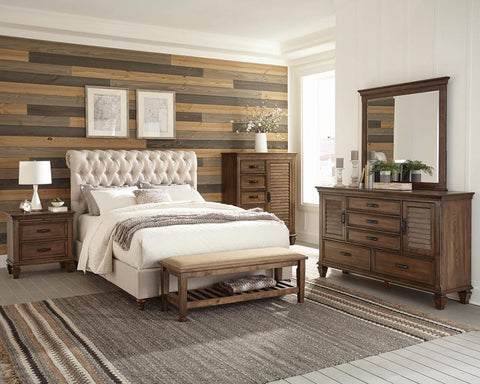 Coaster Devon 4-piece Upholstered Full Bedroom Set Beige and Burnished Oak Model 300525F-S4