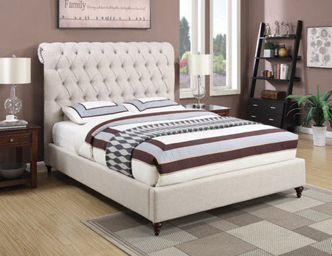Coaster Devon Button Tufted Upholstered Full Bed Beige Model 300525F
