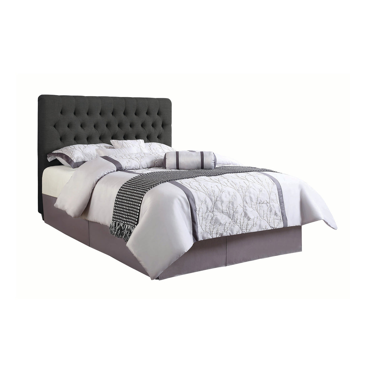 Coaster Chloe Tufted Upholstered Eastern King Bed Charcoal Model 300529KE