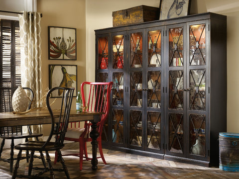 Hooker Furniture Living Room Sanctuary Two-Door Thin Display Cabinet - Ebony