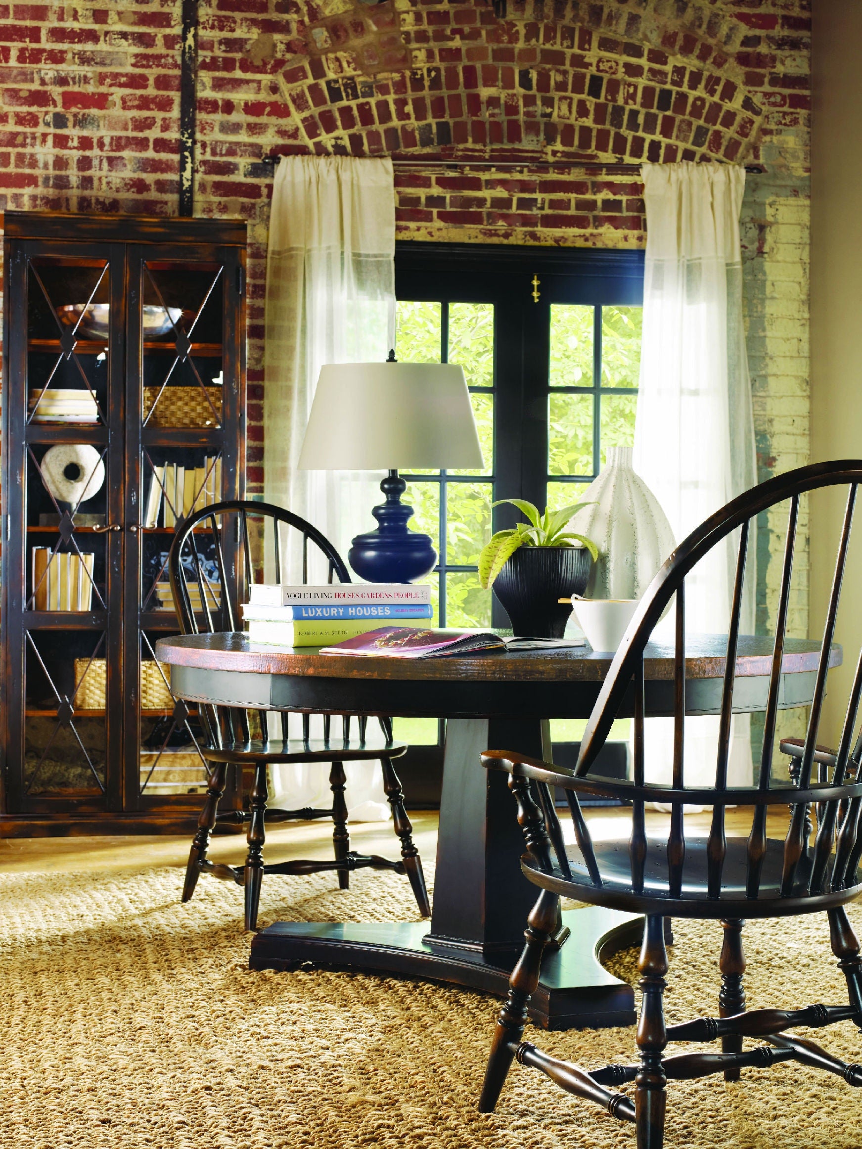 Hooker Furniture Living Room Sanctuary Two-Door Thin Display Cabinet - Ebony