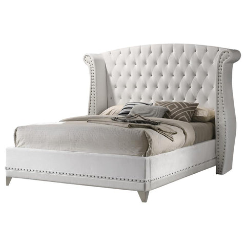 Coaster Barzini Eastern King Wingback Tufted Bed White Model 300843KE