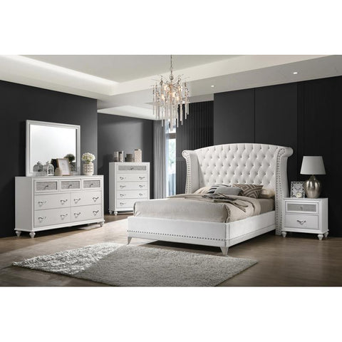 Coaster Barzini Upholstered Tufted Bedroom Set White Model 300843Q-S5