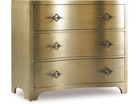 Hooker Furniture Living Room Sanctuary Three-Drawer Shaped Front Gold Chest