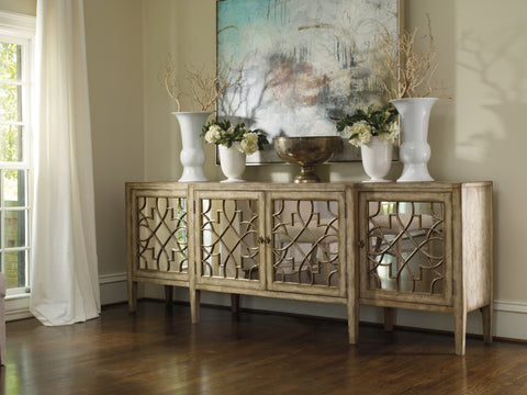 Hooker Furniture Living Room Sanctuary Four-Door Mirrored Console - Surf-Visage