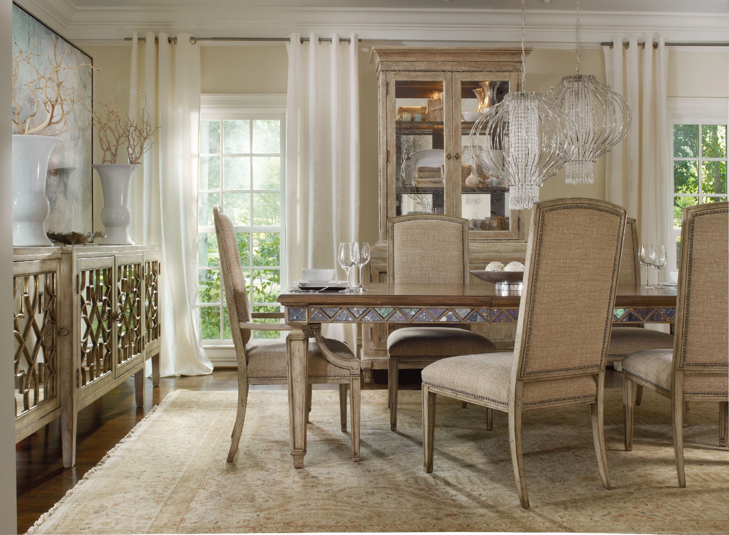 Hooker Furniture Living Room Sanctuary Four-Door Mirrored Console - Surf-Visage