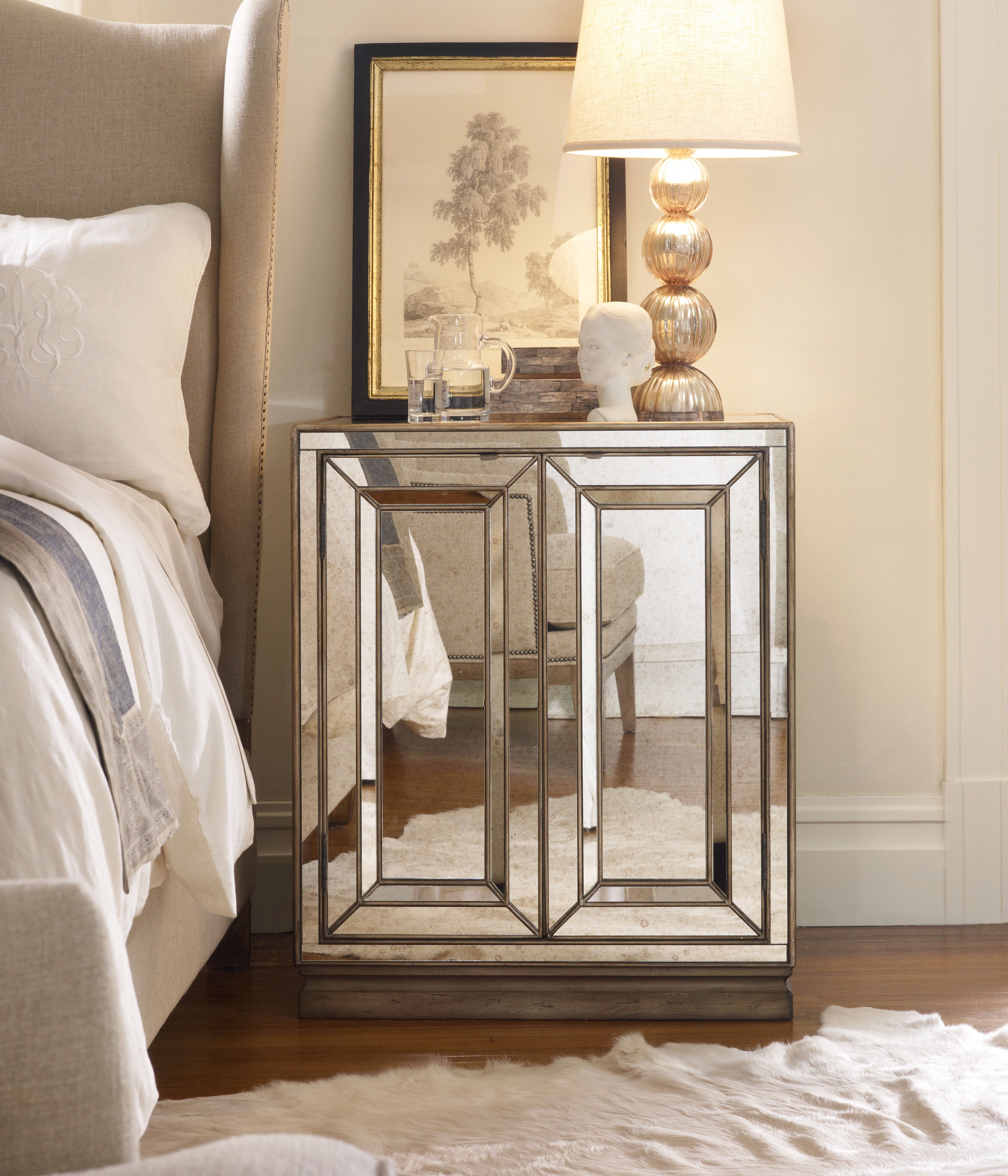 Hooker Furniture Bedroom Sanctuary Two-Door Mirrored Nightstand - Visage