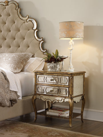 Hooker Furniture Bedroom Sanctuary Mirrored Leg Nightstand-Bling