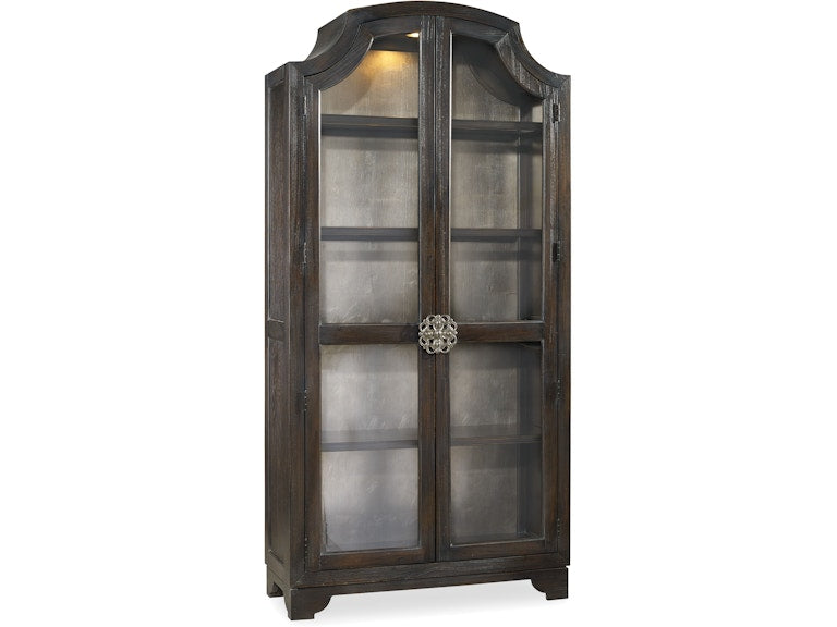 Hooker Furniture Living Room Sanctuary Glass Bunching Curio-Ebony Antiqued Oak