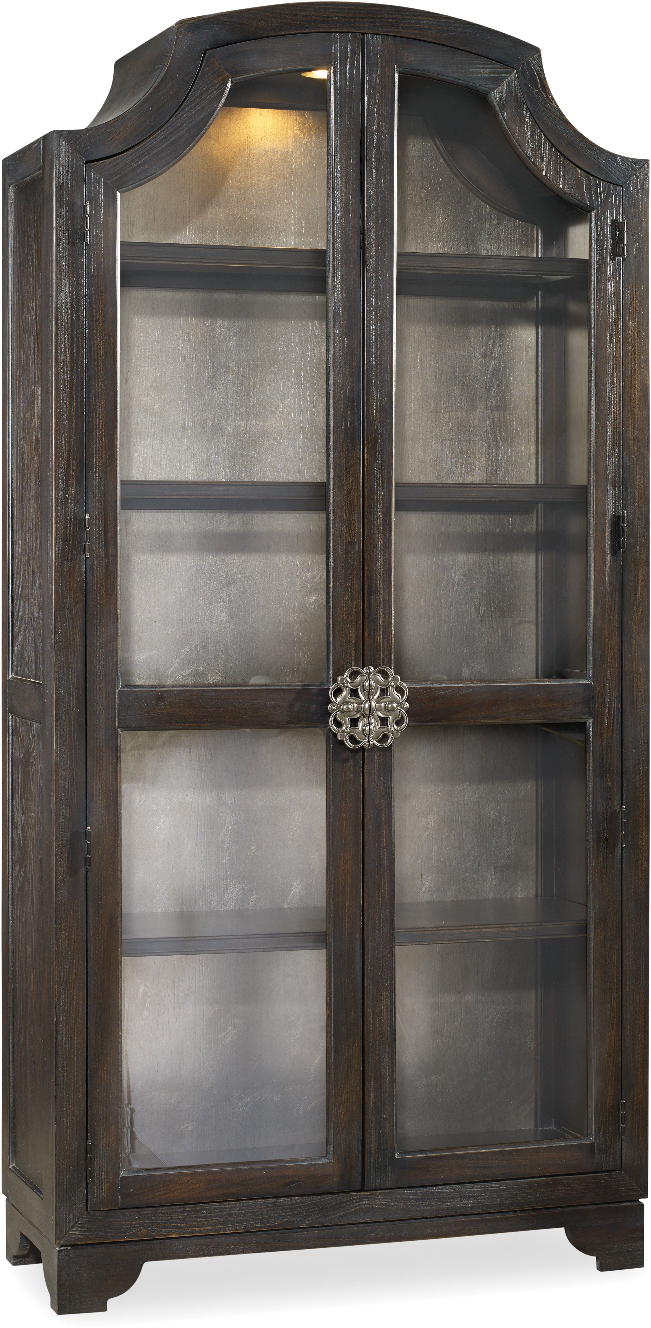 Hooker Furniture Living Room Sanctuary Glass Bunching Curio-Ebony Antiqued Oak