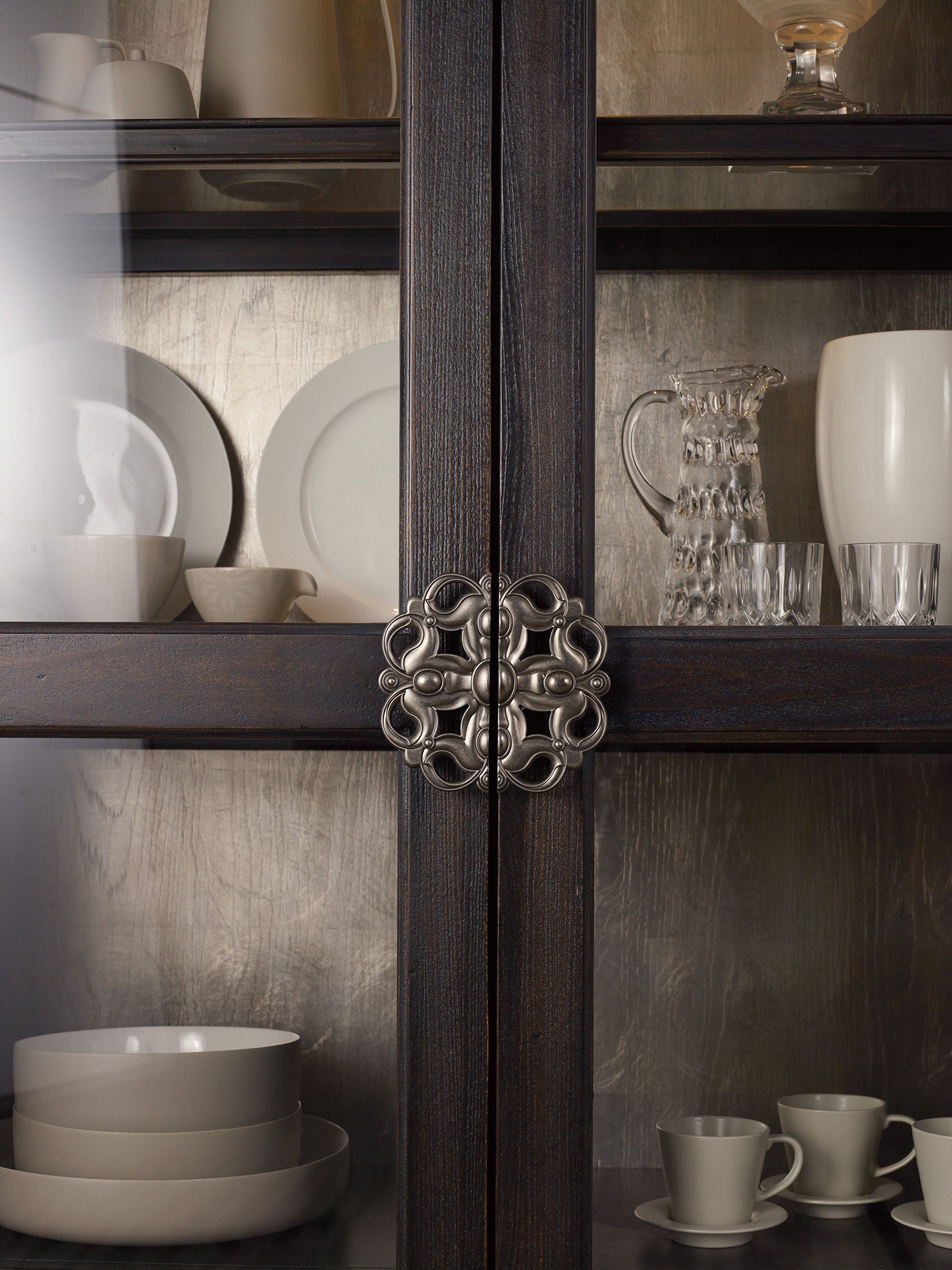 Hooker Furniture Living Room Sanctuary Glass Bunching Curio-Ebony Antiqued Oak