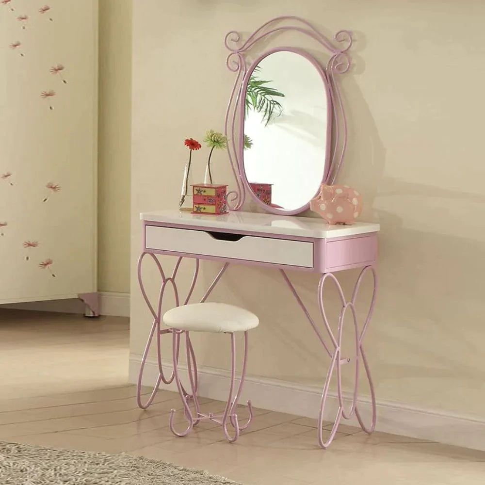 Priya II White & Light Purple Vanity Desk Model 30539 By ACME Furniture