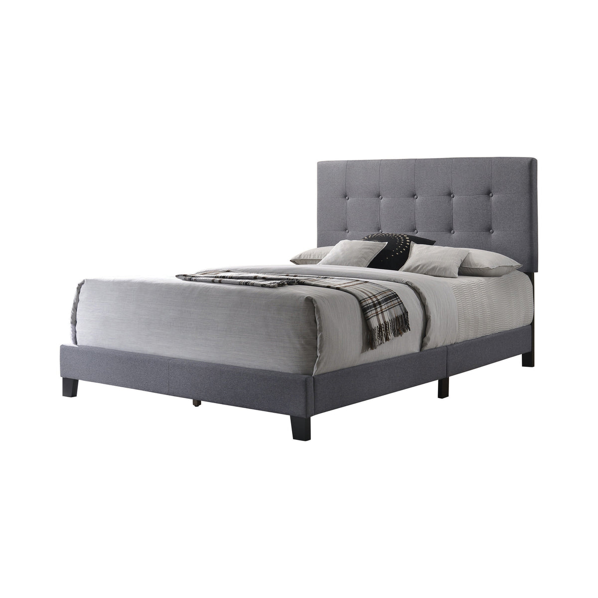 Coaster Mapes Tufted Upholstered Eastern King Bed Grey Model 305747KE