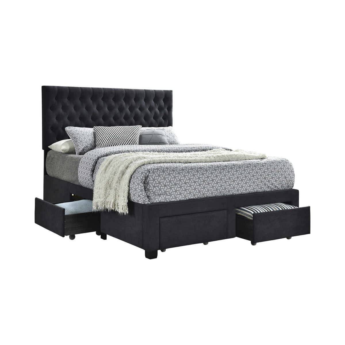 Coaster Soledad Full 4-drawer Button Tufted Storage Bed Charcoal Model 305877F