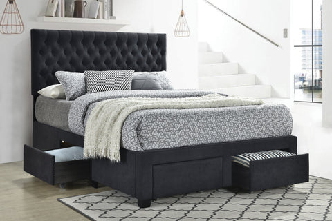 Coaster Soledad Full 4-drawer Button Tufted Storage Bed Charcoal Model 305877F