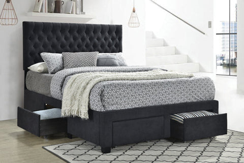 Coaster Soledad Queen 4-drawer Button Tufted Storage Bed Charcoal Model 305877Q