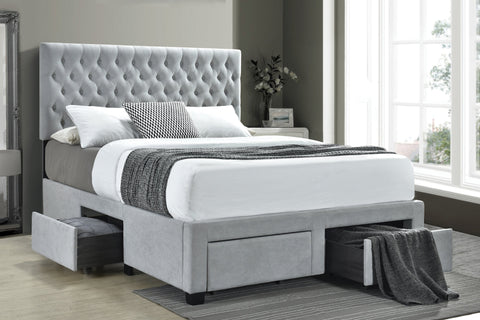 Coaster Soledad Eastern King 4-drawer Button Tufted Storage Bed Beige Model 305878KE