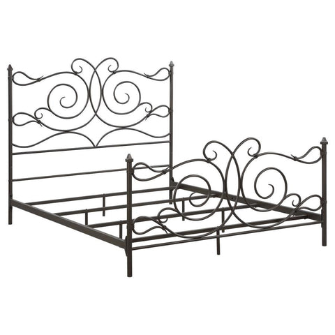 Coaster Parleys Eastern King Metal Bed with Scroll Headboard Dark Bronze Model 305967KE
