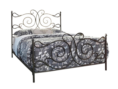 Coaster Parleys Eastern King Metal Bed with Scroll Headboard Dark Bronze Model 305967KE