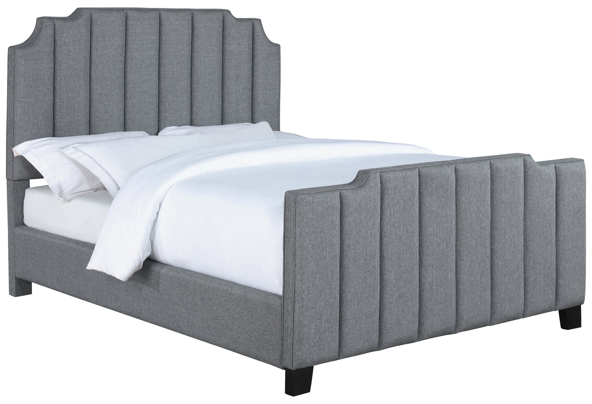 Coaster Fiona Upholstered Panel Bed Light Grey Model 306029Q
