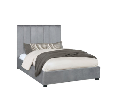 Coaster Arles Eastern King Vertical Channeled Tufted Bed Grey Model 306070KE