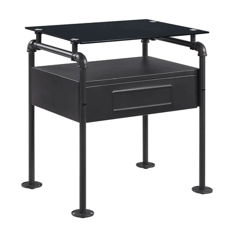 Nicipolis Glass & Sandy Gray Nightstand Model 30738 By ACME Furniture