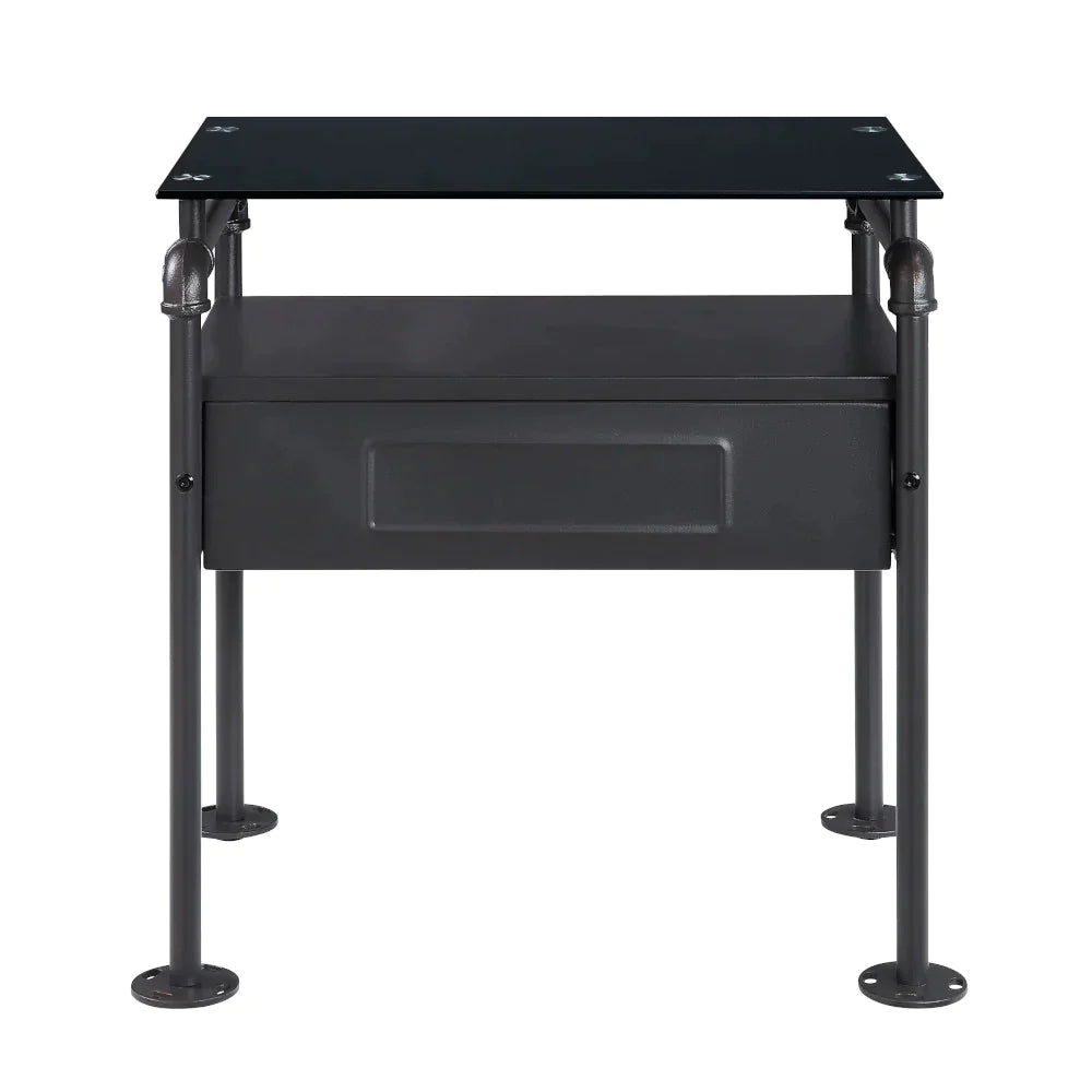 Nicipolis Glass & Sandy Gray Nightstand Model 30738 By ACME Furniture