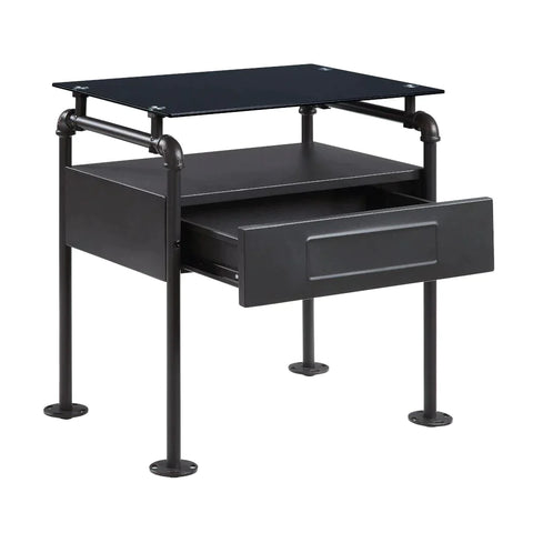 Nicipolis Glass & Sandy Gray Nightstand Model 30738 By ACME Furniture