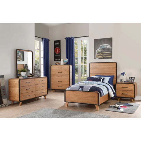 Carla Oak & Black Mirror Model 30764 By ACME Furniture