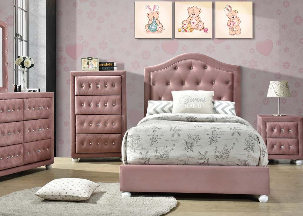 Reggie Pink Fabric Full Bed Model 30875F By ACME Furniture