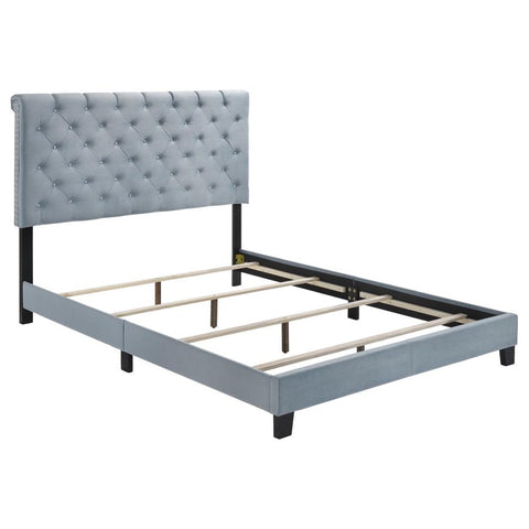 Coaster Warner Eastern King Upholstered Bed Slate Blue Model 310041KE