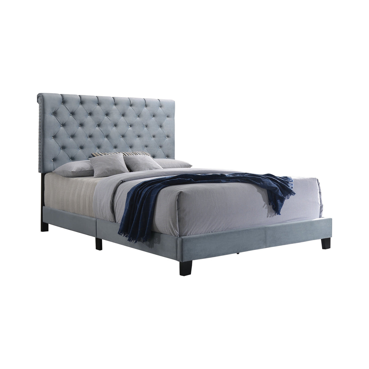 Coaster Warner Eastern King Upholstered Bed Slate Blue Model 310041KE