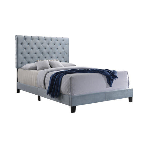 Coaster Warner Queen Upholstered Bed Slate Blue Model 310041Q