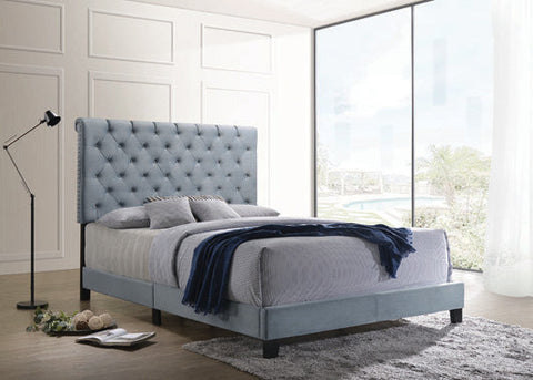 Coaster Warner Queen Upholstered Bed Slate Blue Model 310041Q