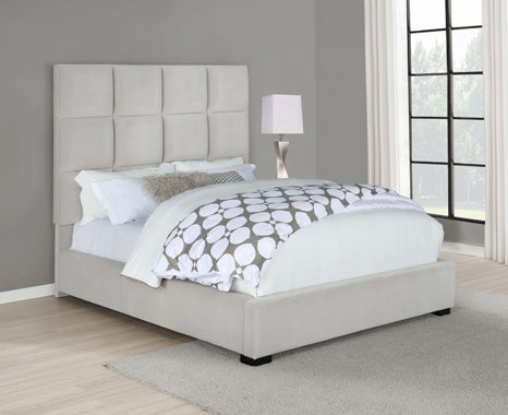 Coaster Panes Queen Tufted Upholstered Panel Bed Beige Model 315850Q