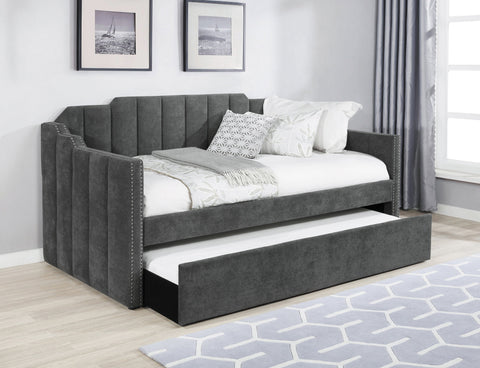 Coaster Kingston Upholstered Twin Daybed with Trundle Charcoal Model 315962