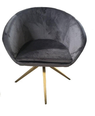 Modrest Yara Modern Grey Velvet & Bronze Dining Chair