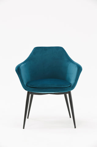 Modrest Wilson Modern Teal Velvet & Black Dining Chair Model VGHR3404-TEAL