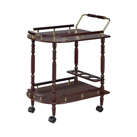 Coaster Palmer 2-tier Serving Cart Merlot and Brass Model 3512