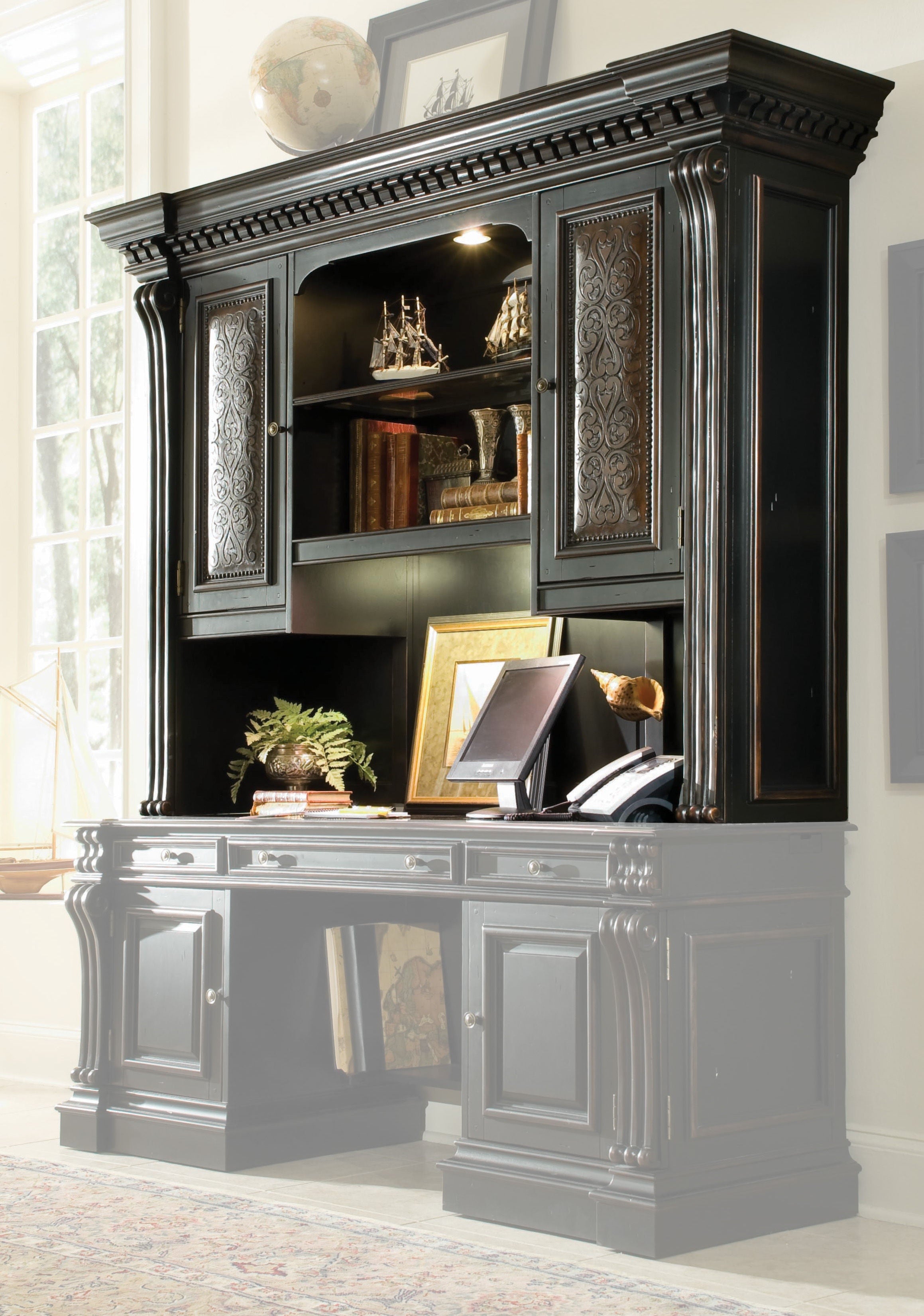 Hooker Furniture Home Office Telluride Computer Credenza Hutch