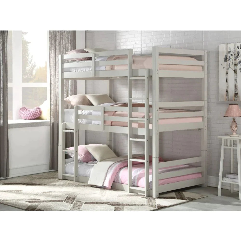 Ronnie Light Gray Triple Bunk Bed - Twin Model 37420 By ACME Furniture