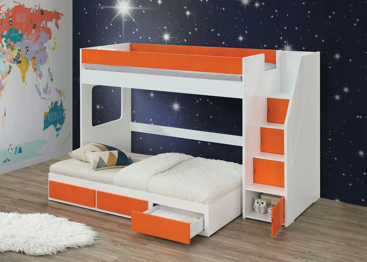 Lawson White & Orange Loft Bed Model 37460 By ACME Furniture