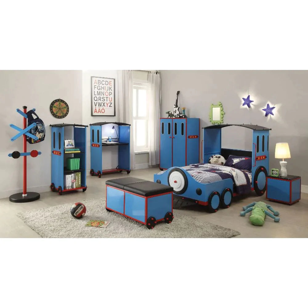 Tobi Blue/Red & Black Train Twin Bed Model 37560T By ACME Furniture