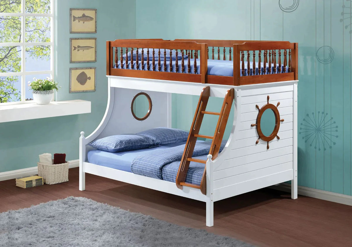 Farah Oak & White Twin/Full Bunk Bed Model 37600 By ACME Furniture