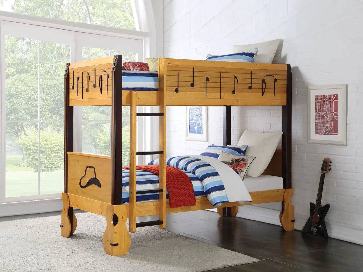 Petrus Honey Oak & Espresso Twin/Twin Bunk Bed Model 37710 By ACME Furniture