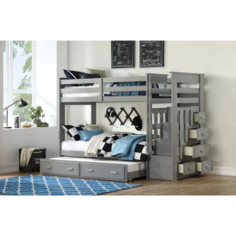 Allentown Gray Twin/Twin Bunk Bed & Trundle Model 37870 By ACME Furniture