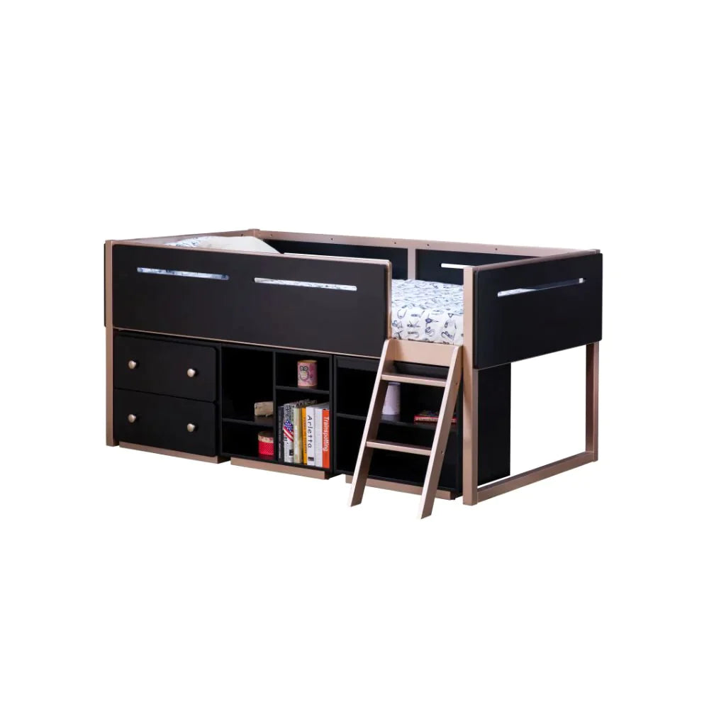 Prescott Black & Rose-Gold Bookshelf Model 37984 By ACME Furniture