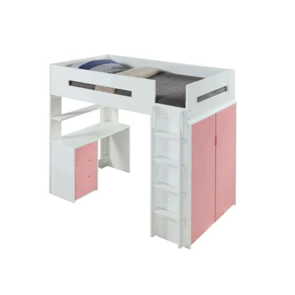 Nerice White & Pink Loft Bed Model 38040 By ACME Furniture