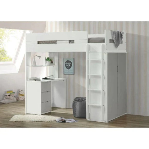 Nerice White & Gray Loft Bed Model 38050 By ACME Furniture