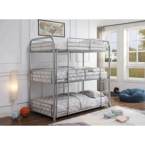 Cairo Silver Triple Bunk Bed - Twin Model 38100 By ACME Furniture